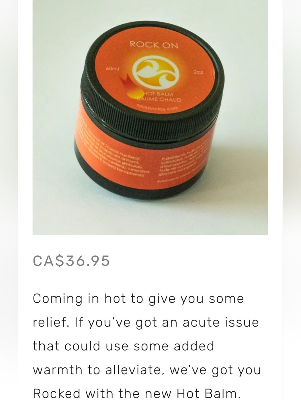 NWT Rock On Hot Balm - 2oz
